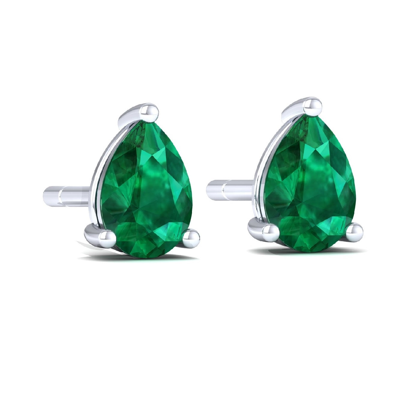 Emerald Pear 925 Silver Studs Earrings