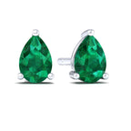 Emerald Pear 925 Silver Studs Earrings