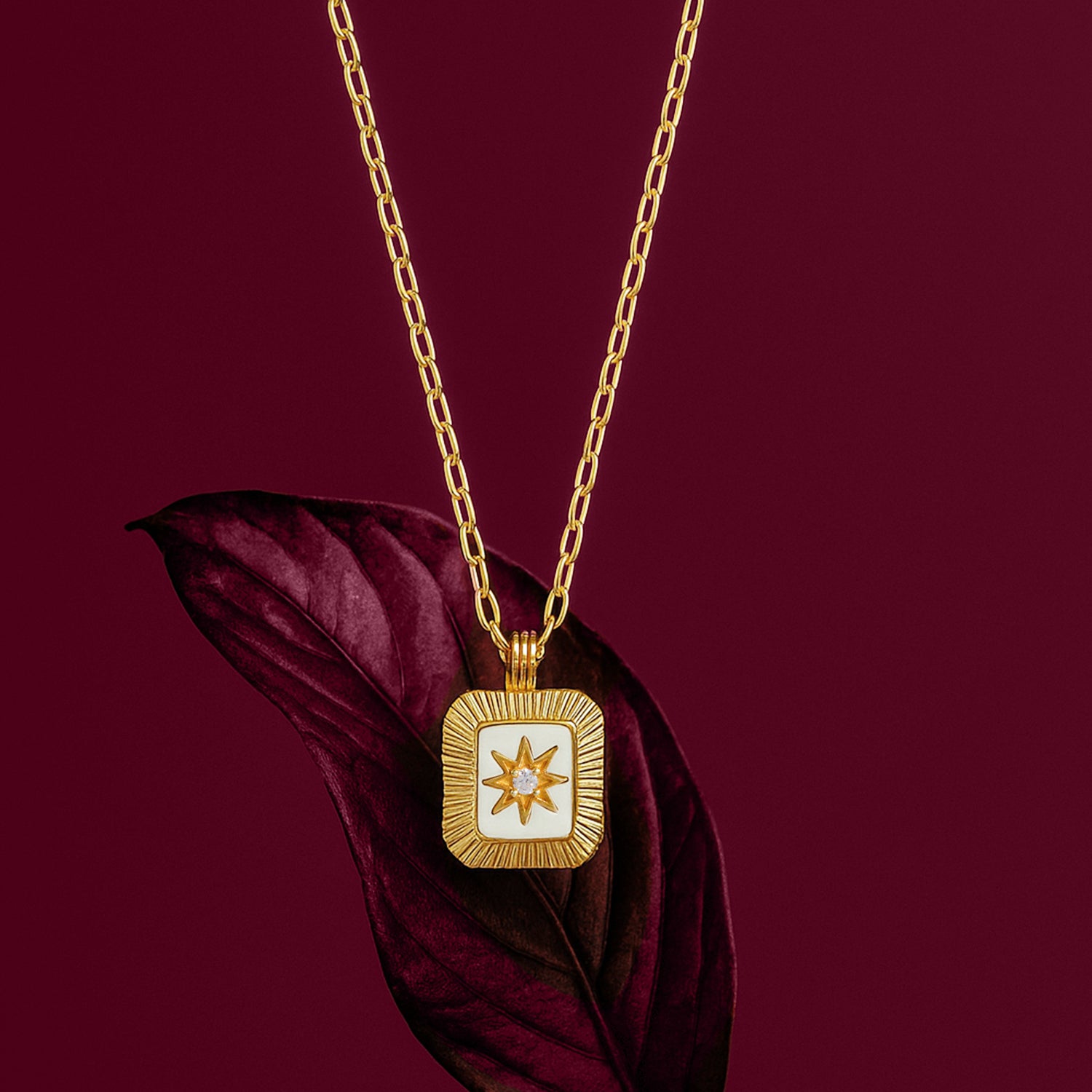 Gold North Star Pendant Necklace - 925 Silver