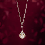 925 Silver Pearl Tulip Bud Pendant Necklace