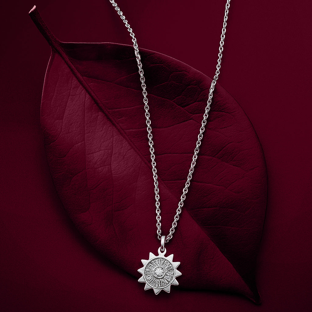 Celestial Sun Charm Necklace - 925 Sterling Silver