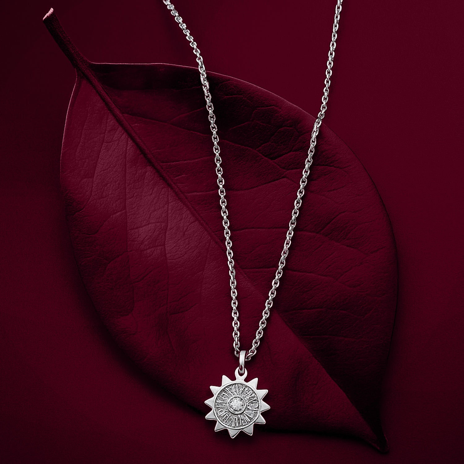 Celestial Sun Charm Necklace - 925 Sterling Silver