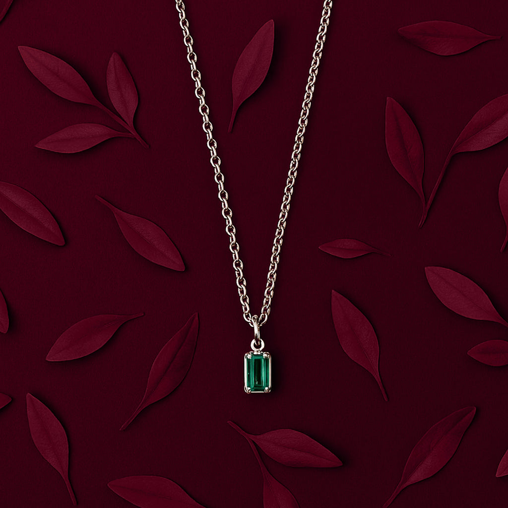 Minimalist Emerald Cut Necklace - 925 Sterling Silver