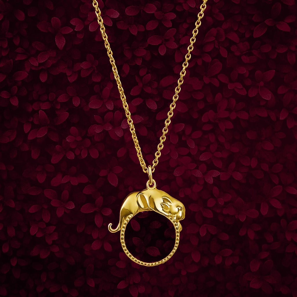 Sleek Jaguar on Hoop Charm - 925 Silver Pendant