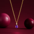 Gold Amethyst Teardrop Necklace - 925 Silver