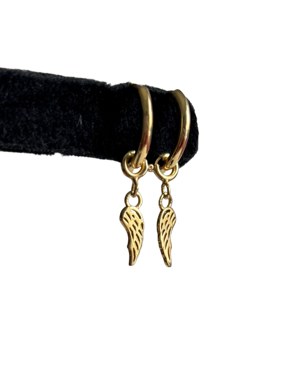 Gold Angel Wing Charm Earrings - 925 Silver (Gold Plated)