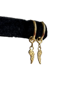 Gold Angel Wing Charm Earrings - 925 Silver (Gold Plated)