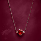 Minimalist Round Garnet Pendant - 925 Sterling Silver