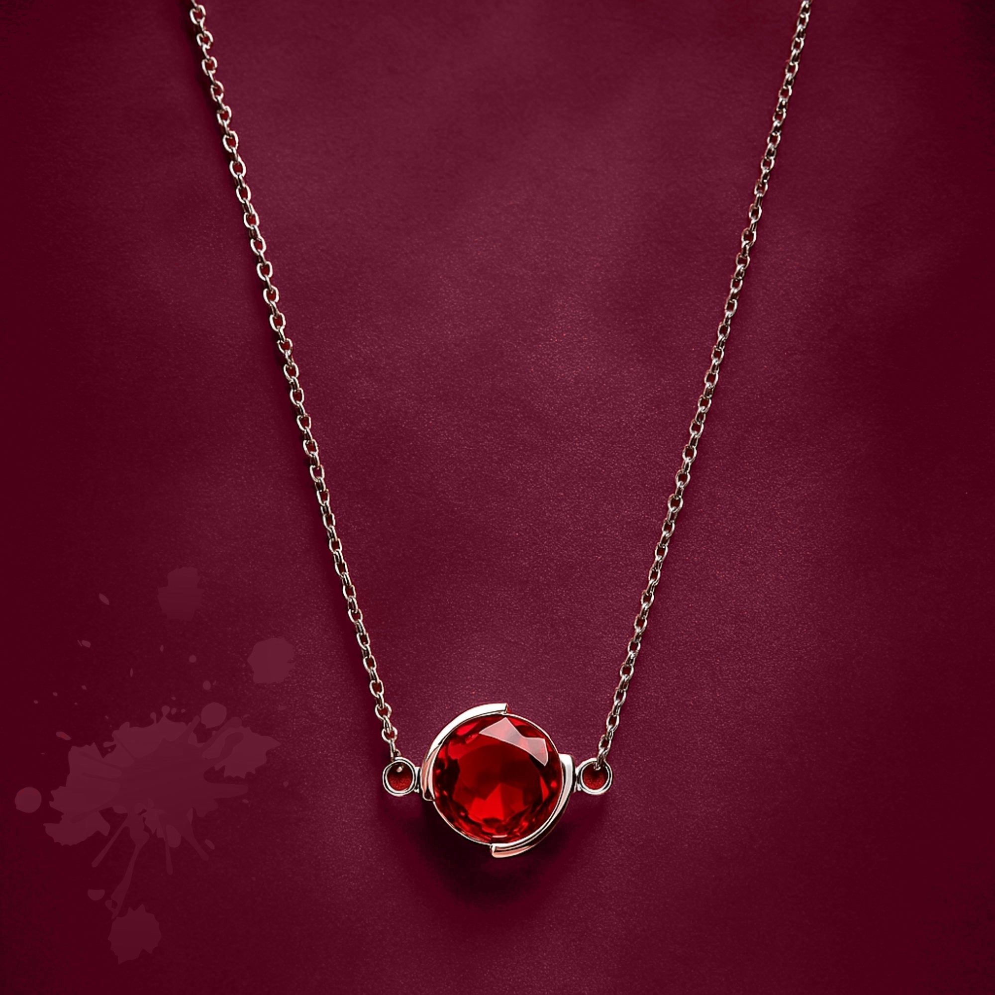 Minimalist Round Garnet Pendant - 925 Sterling Silver