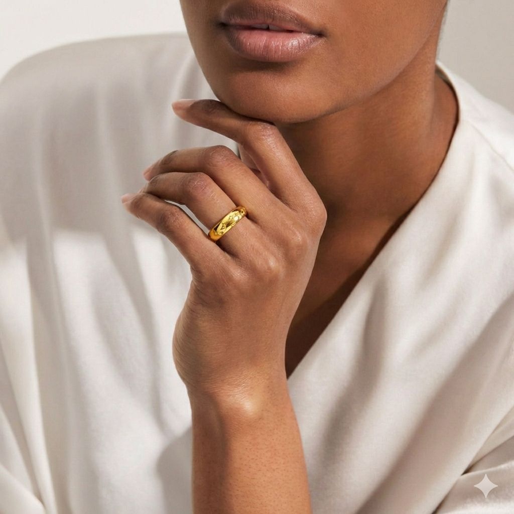 Minimal Gold Finish Silver Adjustable Band