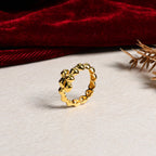 Silver Heart Motif Gold Finish Band Ring