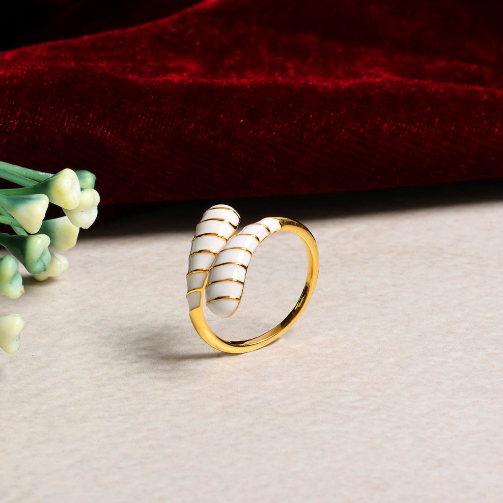 White Enamel Pure Silver Ring