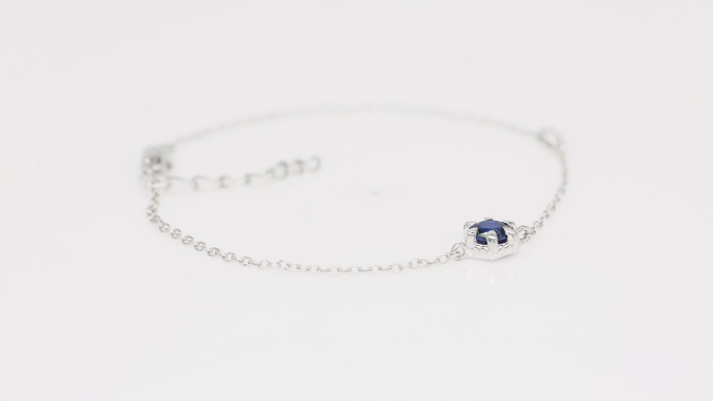 Hexagon Blue Stone Bracelet - 925 Silver
