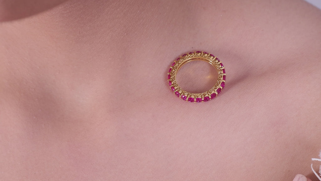 Classic Red Silver Band Ring