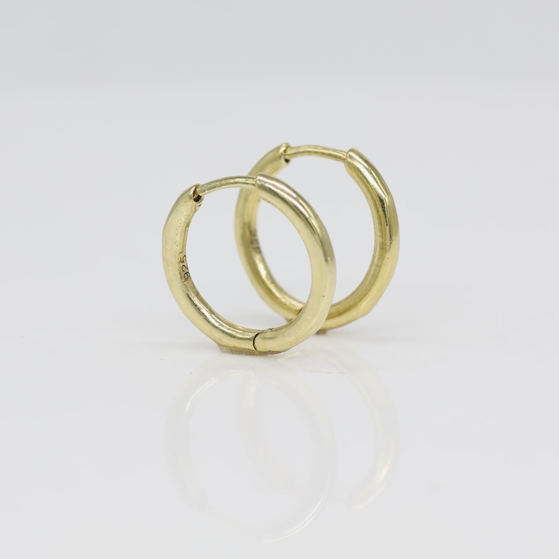 Classic Gold Tube Hoops - 925 Silver (Lightweight)