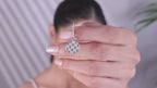 Crystal Chessboard Coin Earrings - Certified 925 Silver