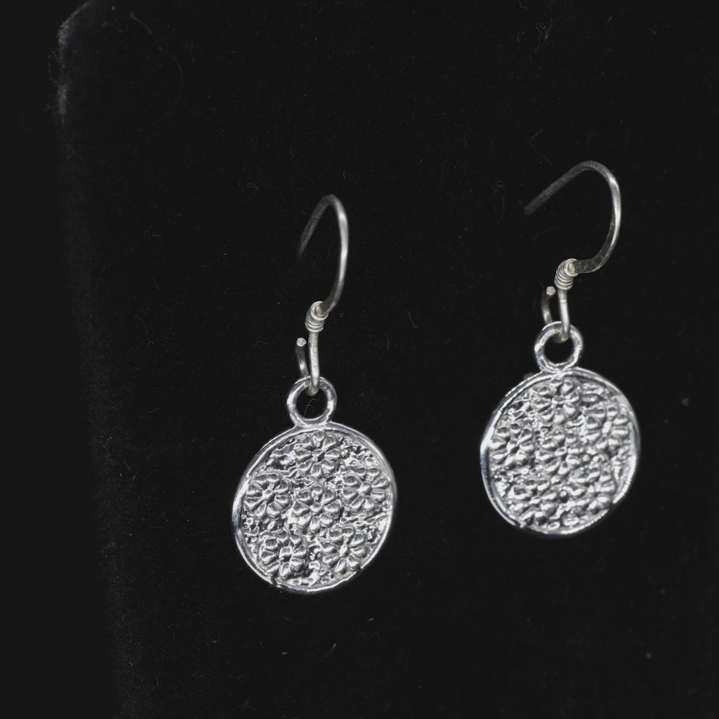 Textured Disc Drop Earrings - 925 Silver (Gold Plated)