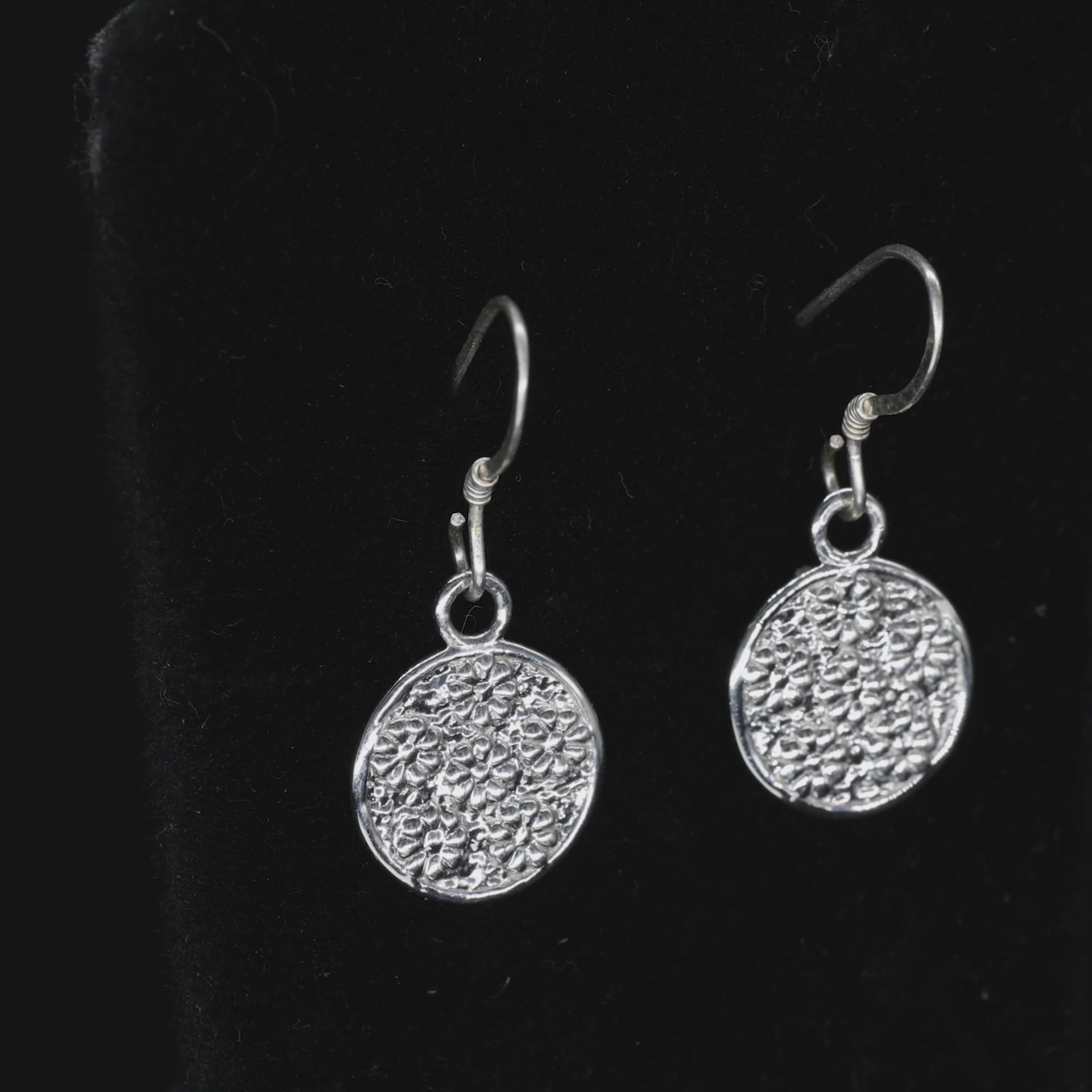 Textured Disc Drop Earrings - 925 Silver (Gold Plated)