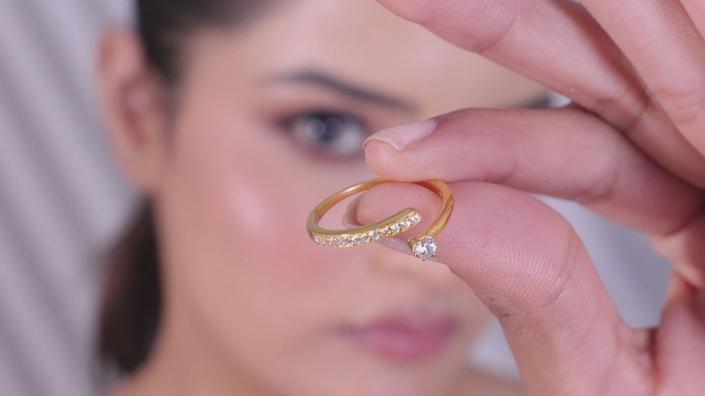 Golden Solitaire Wrap Adjustable Ring