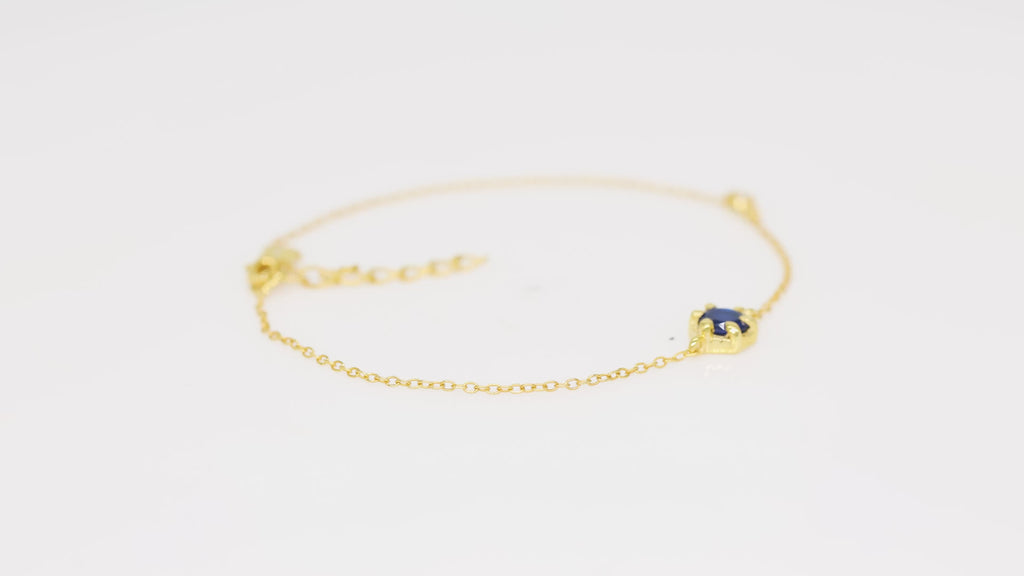 Hexagon Blue Stone Bracelet - 925 Silver