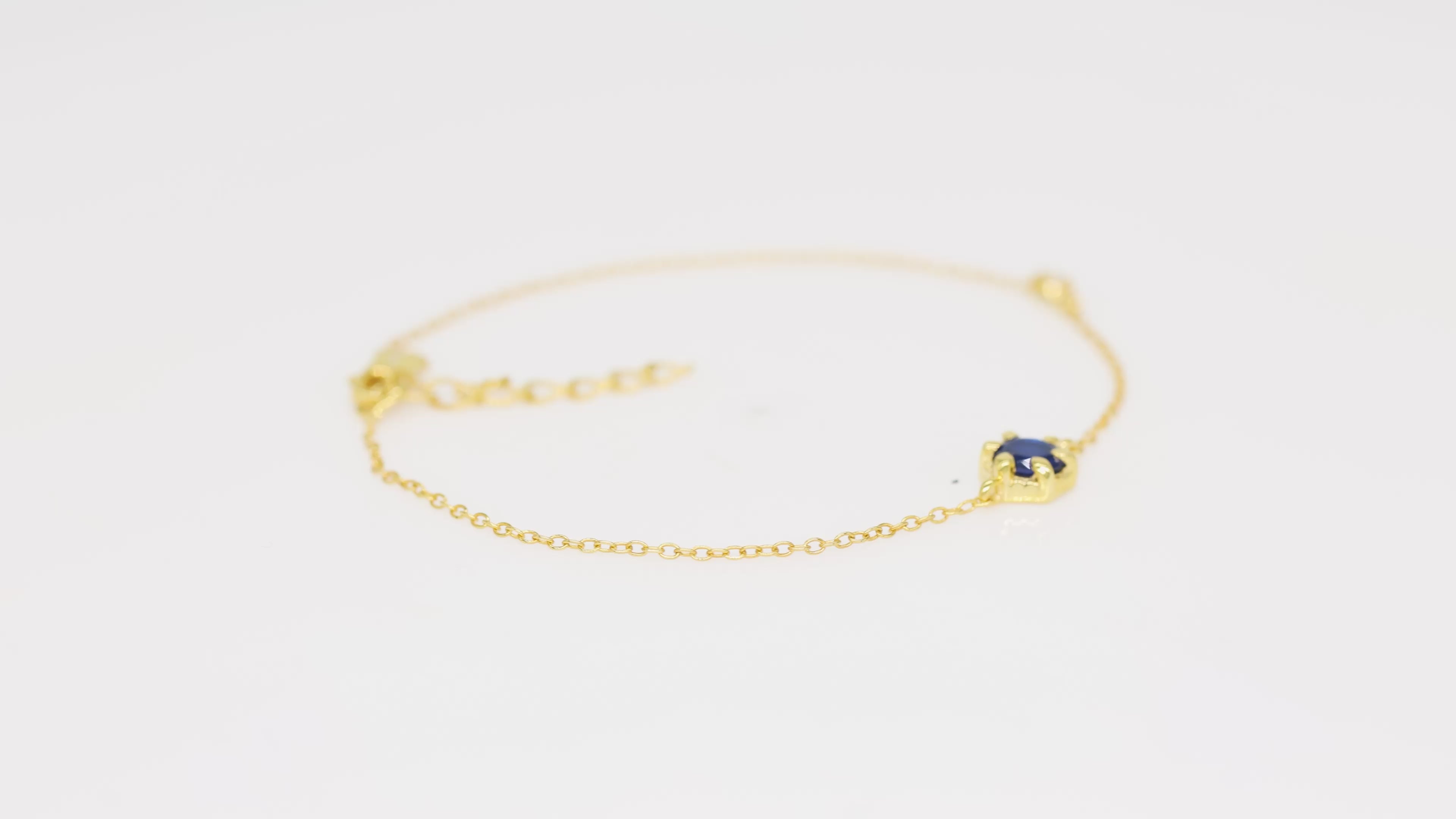 Hexagon Blue Stone Bracelet - 925 Silver