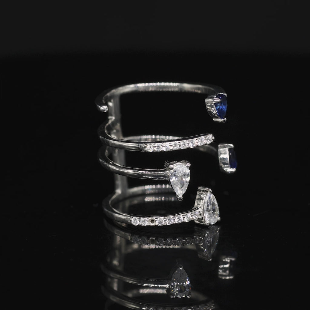 Blue Pear 925 Silver Cocktail Ring