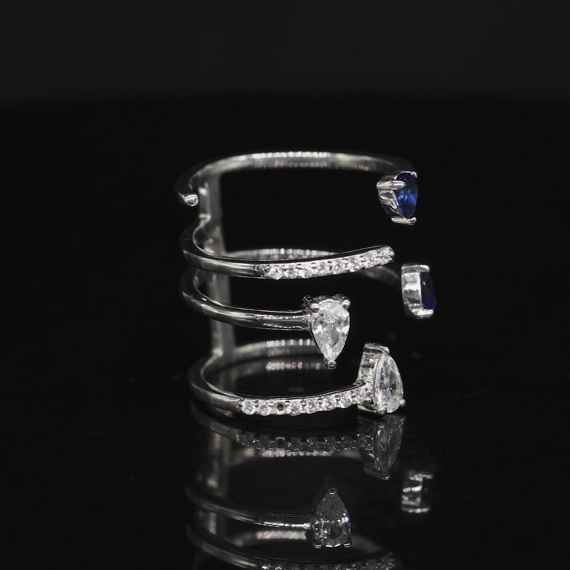 Blue Pear 925 Silver Cocktail Ring
