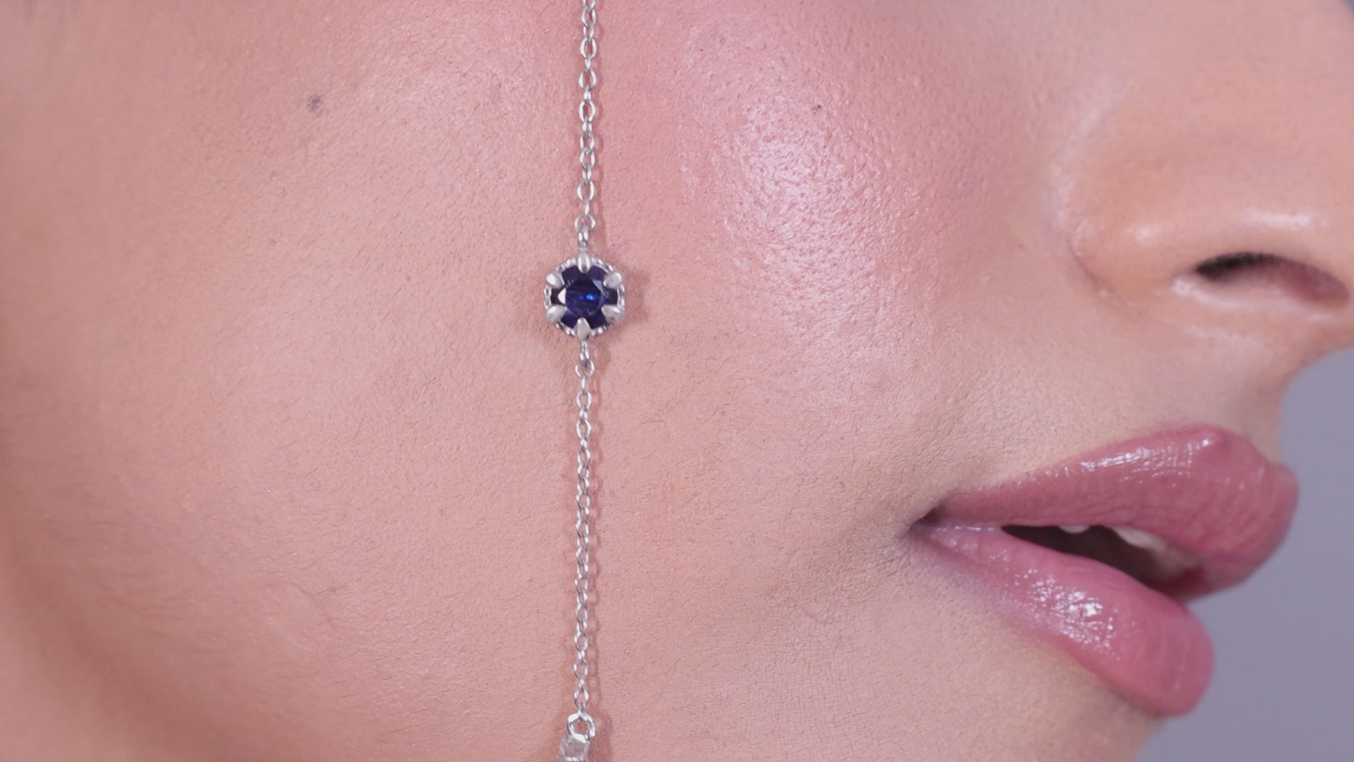 Hexagon Blue Stone Bracelet - 925 Silver