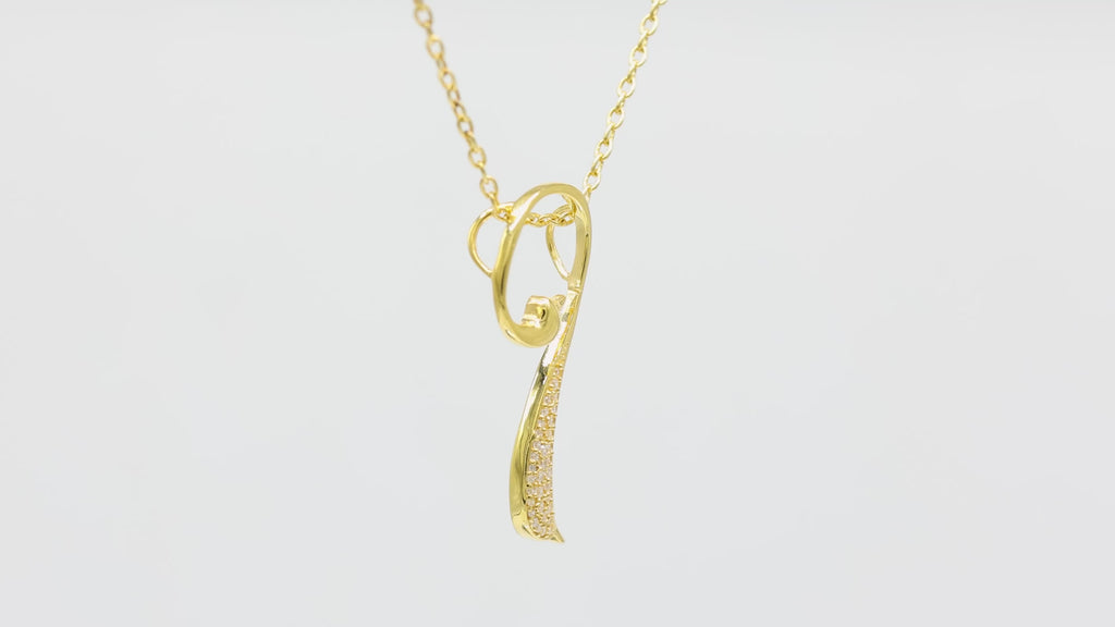 Modern Abstract Bird Necklace with Pave Crystals (925 Silver)