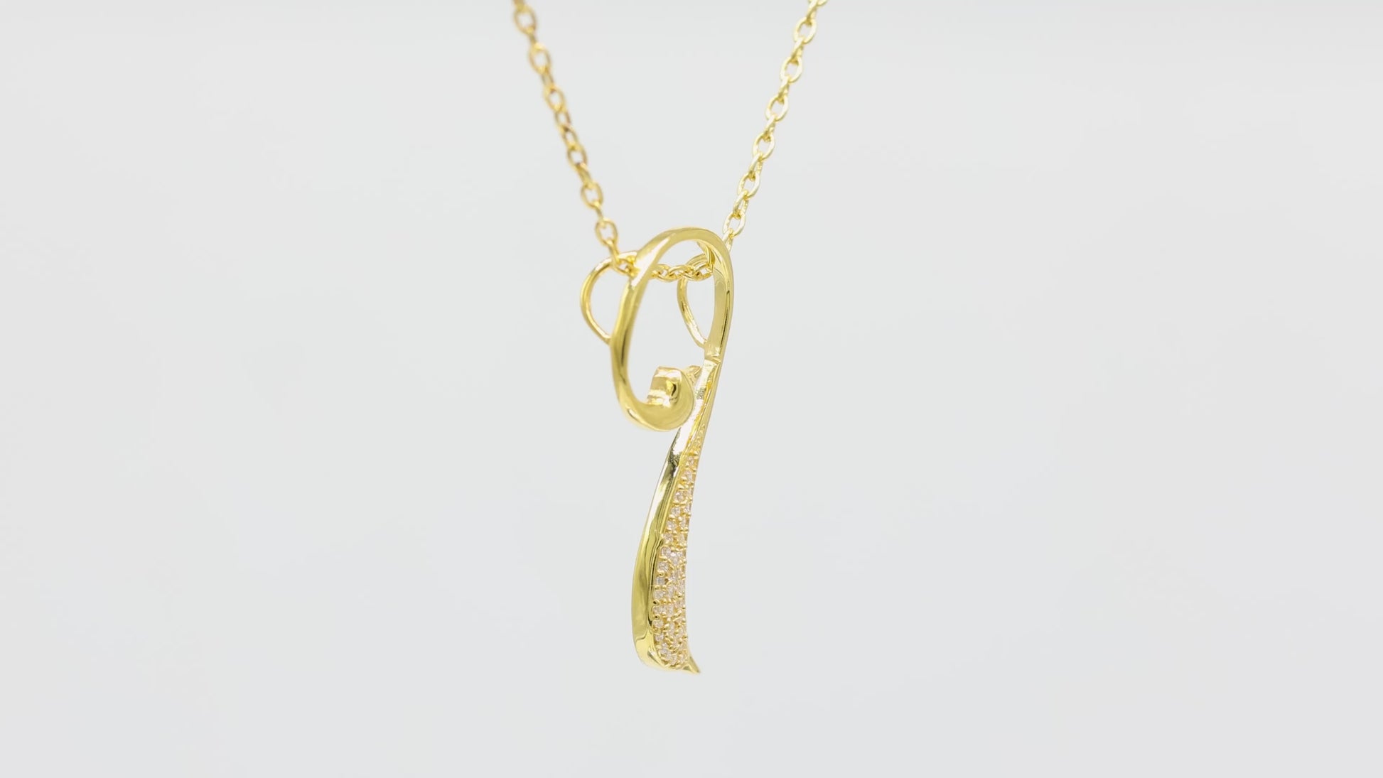 Modern Abstract Bird Necklace with Pave Crystals (925 Silver)