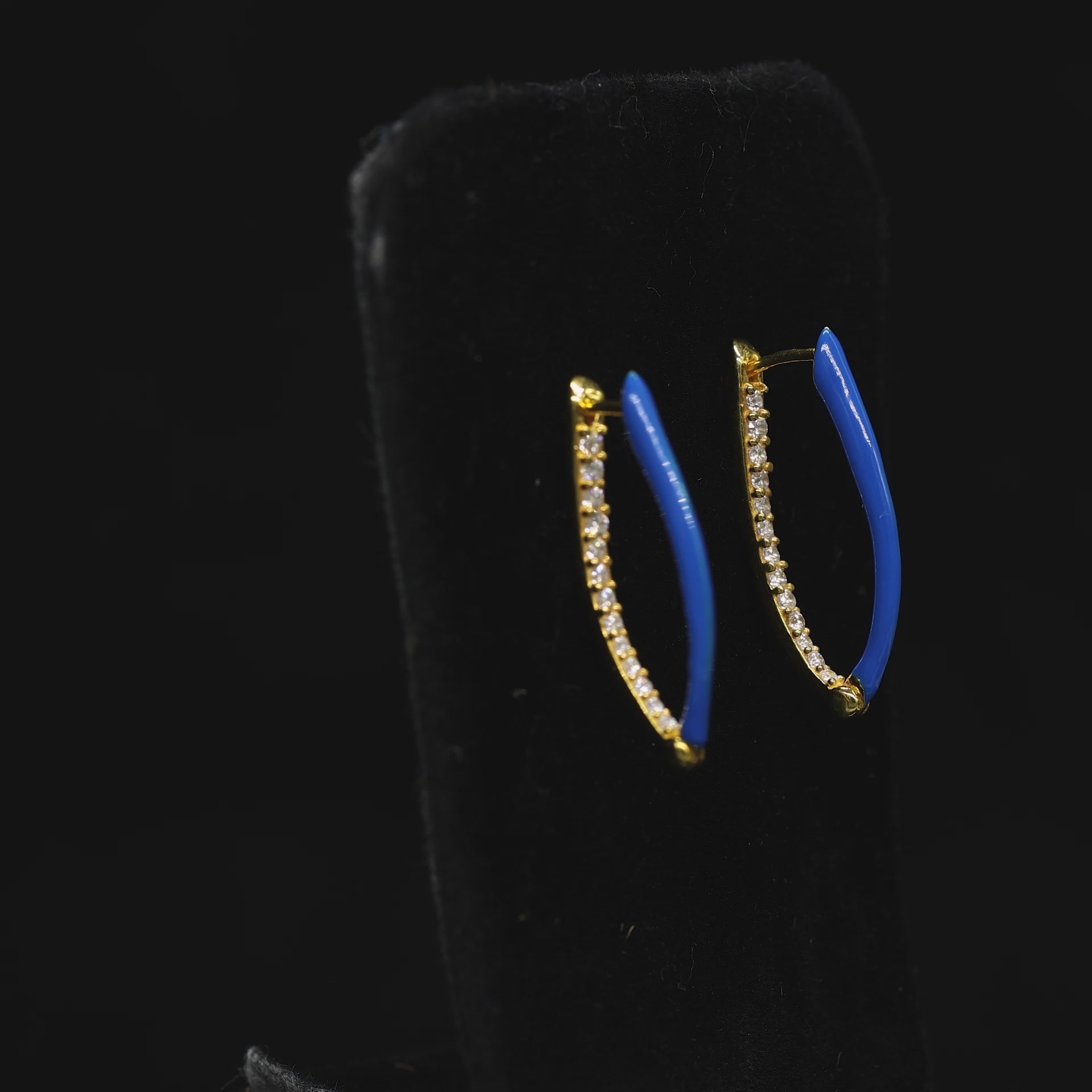 Blue Enamel 925 Silver Hoop Earring